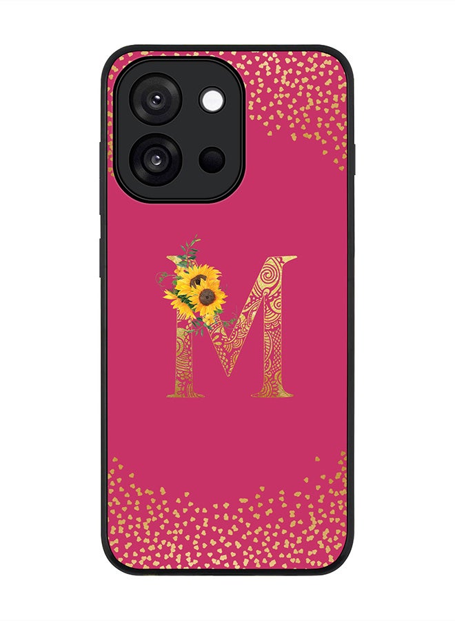 Stylizedd For OnePlus 13s / 13T Case,Slim fit Camera Protection, Shockproof Thin Phone cover  - Custom Floral Monogram - M ( Deep Pink )