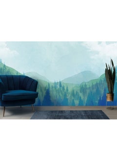 Home Gallery Foggy Mountain Forest Landscape  Fabric Wallpaper Covers An Area ​​Up To 4.2Mx3M With Adhesive  And Smoothing Tool  - Image 3