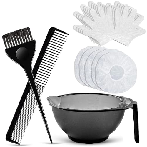 adbeni 13-in-1 Hair Coloring & Care Combo Kit | Bowl, Brush, Comb, 5 Gloves, 5 Shower Caps | for Home & Salon Use - Image 1
