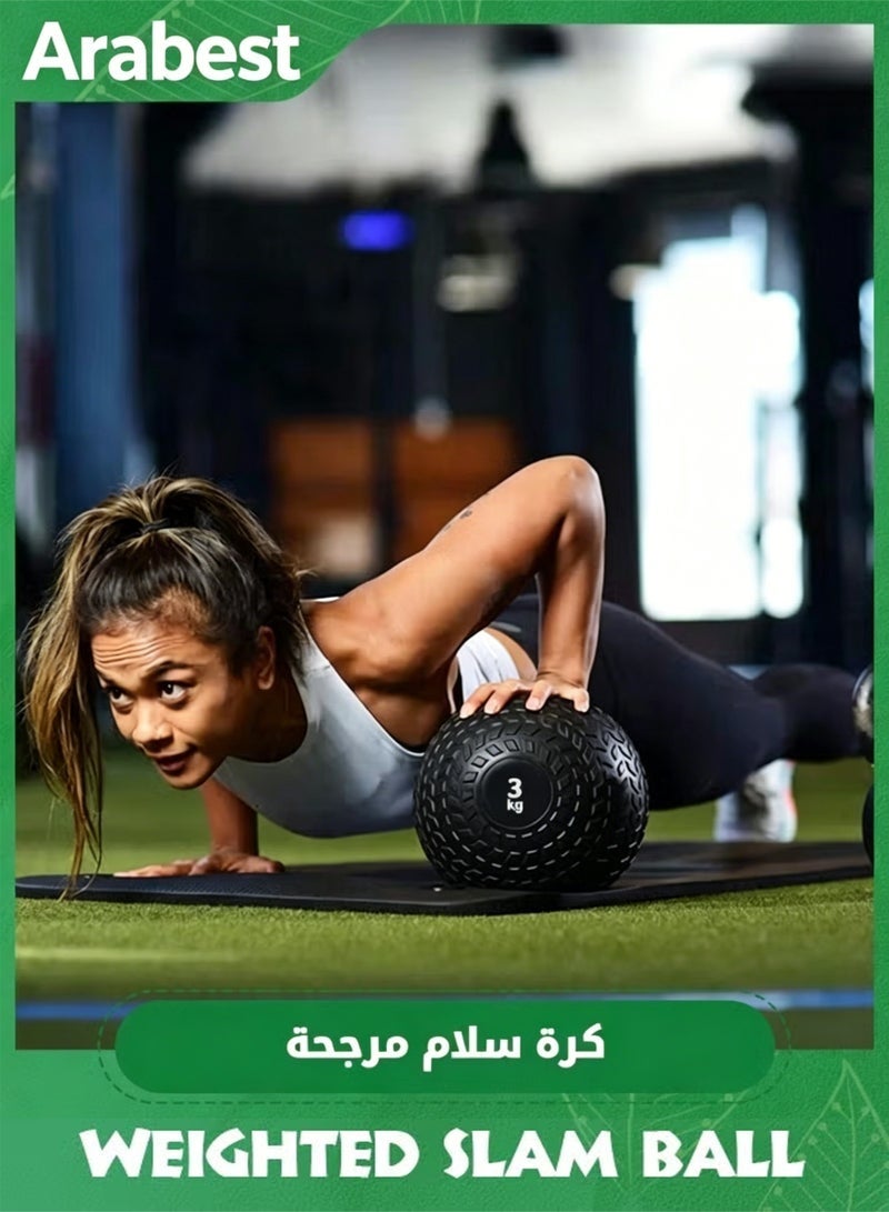 Arabest 3 KG Medicine Ball, Weighted Slam Balls, Tread Textured Grip Dead Weight Balls, Durable PVC Sand Filled Workout Ball for for Strength and Conditioning Exercises, Cardio and Core Strengthen - Image 4