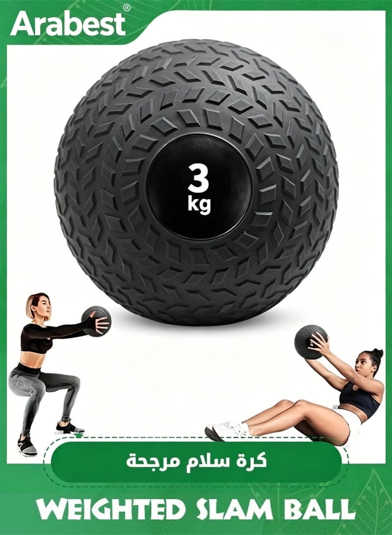 Arabest 3 KG Medicine Ball, Weighted Slam Balls, Tread Textured Grip Dead Weight Balls, Durable PVC Sand Filled Workout Ball for for Strength and Conditioning Exercises, Cardio and Core Strengthen - Image 1