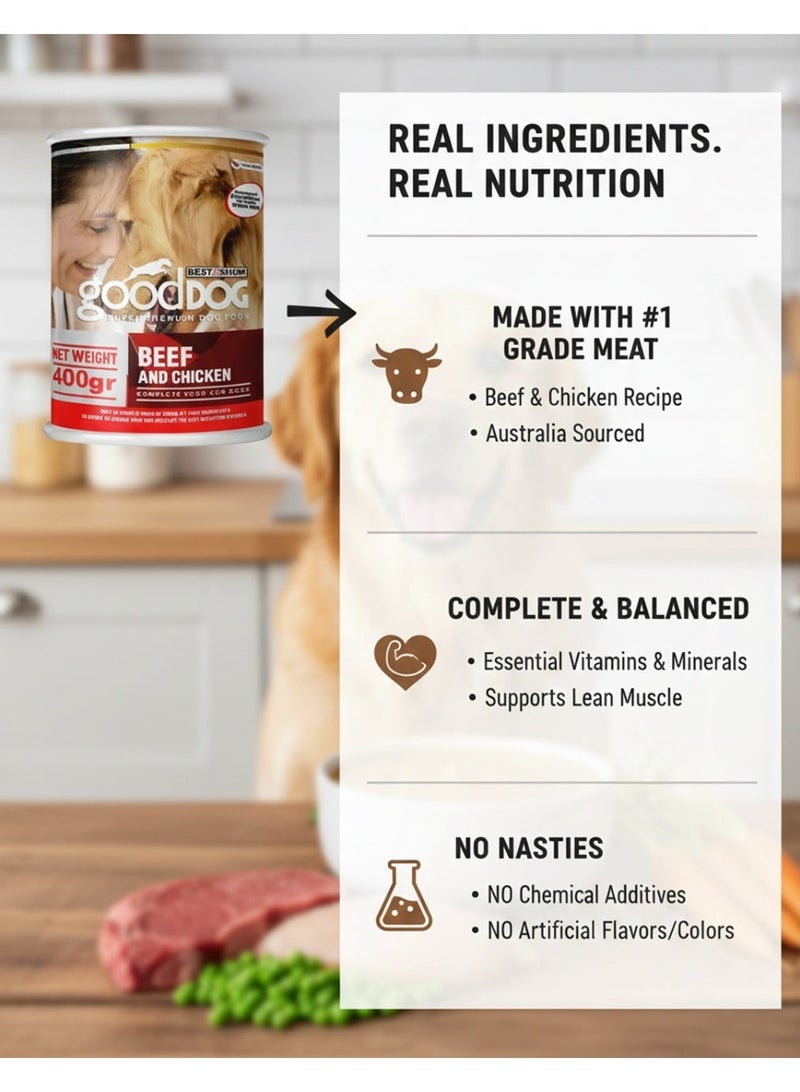 Good Dog Beef and Chicken Wet Dog Food Canned Meat for All Life Stages - 400g - Image 2