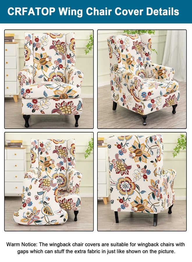 CRFATOP Waterproof Wingback Chair Covers 2 Pieces Stretch Printed Wing Back Chair Cover Sofa Slipcover Washable Wingback Armchair Slipcovers with Elastic Bottom for Wingback Chairs,A00 Chairs,A41 - Image 4