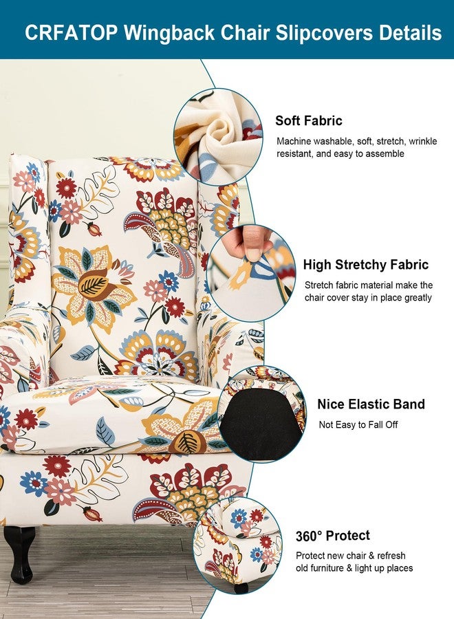 CRFATOP Waterproof Wingback Chair Covers 2 Pieces Stretch Printed Wing Back Chair Cover Sofa Slipcover Washable Wingback Armchair Slipcovers with Elastic Bottom for Wingback Chairs,A00 Chairs,A41 - Image 3