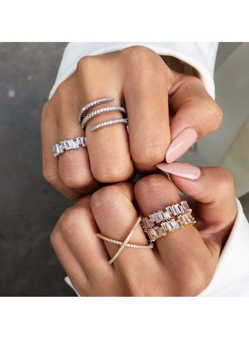 LAVEEN JEWELLERY 18k Gold and Rhodium Plated Ring | Crushed Ice Oval Cut Pavé Cross Ring | 925 Sterling Silver with 5A Cubic Zirconia Gemstone | Women Jewelry & Accessories - Image 3