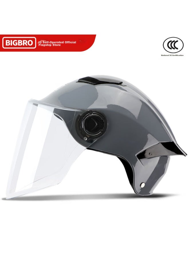Bigbro 305 Cement Gray New National Standard 3c Certified Electric Motorcycle Riding Helmet, Uni, All-season, Sun Protection, For Electric Scooters, Summer Half Helmet - Image 2