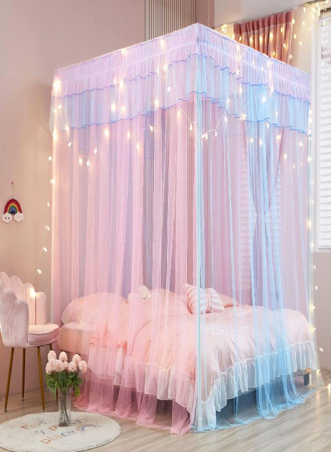 Mengersi Mengersi Rainbow Canopy Bed Curtains with Lights - Princess Bed Canopy for Girls - Bed Drapes Netting- Bedroom Decoration Accessories,Twin  - Image 2