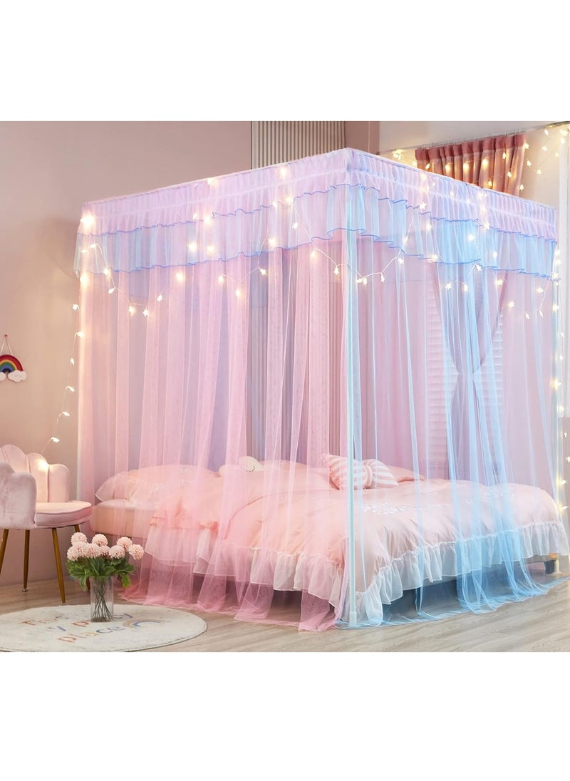 Mengersi Mengersi Rainbow Canopy Bed Curtains with Lights - Princess Bed Canopy for Girls - Bed Drapes Netting- Bedroom Decoration Accessories,Twin  - Image 4
