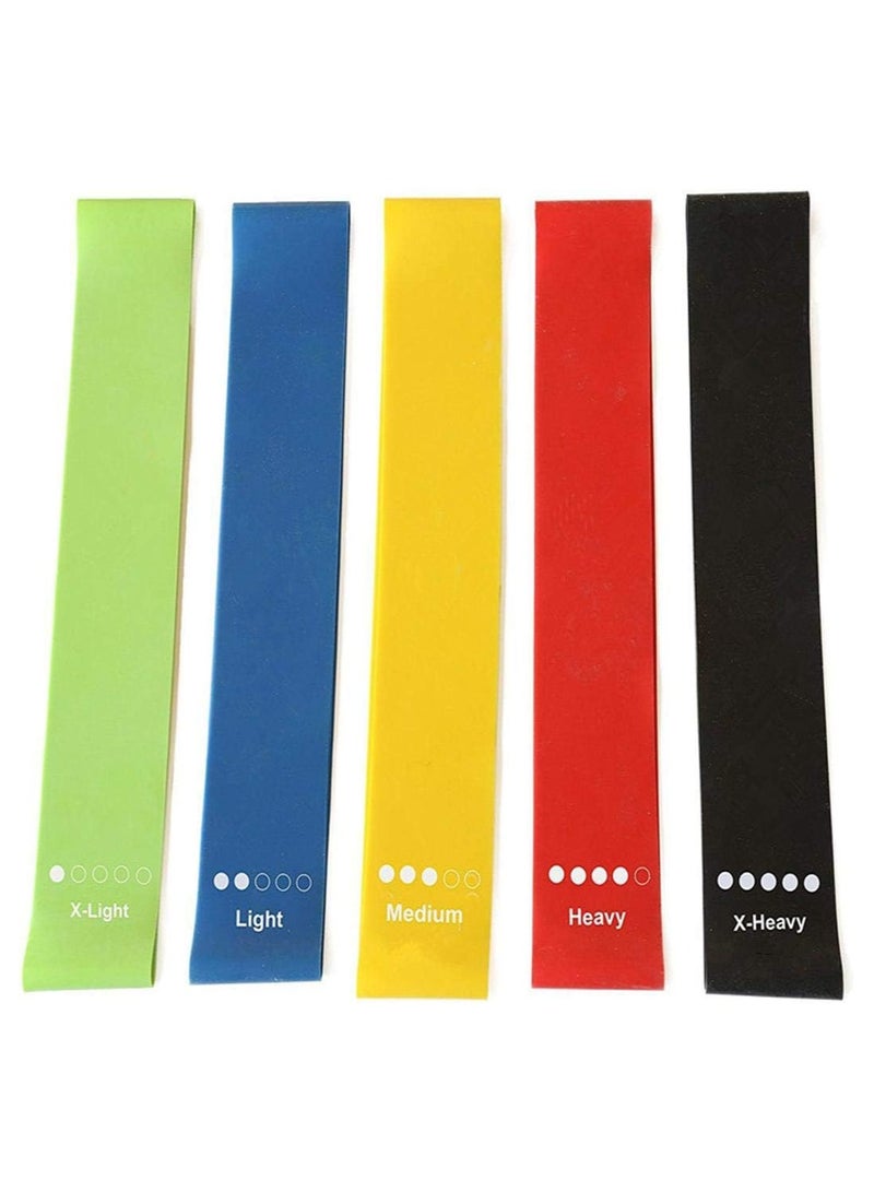 بريمو بلس أشرطة تمارين مرنة 5 ألوان مصنوعة من المطاط لتمارين المقاومة واللياقة البدنية والاستطالة وتمارين اليوجا والشد للحصول على جسم رياضي وبناء العضلات - Image 1