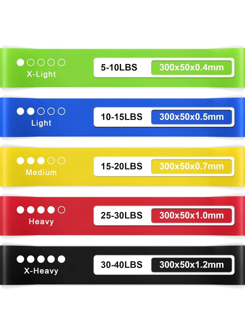 بريمو بلس أشرطة تمارين مرنة 5 ألوان مصنوعة من المطاط لتمارين المقاومة واللياقة البدنية والاستطالة وتمارين اليوجا والشد للحصول على جسم رياضي وبناء العضلات - Image 2