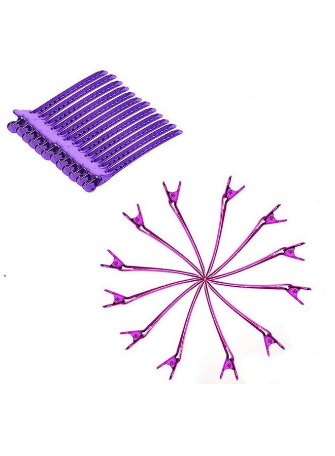 YOSOO 12Pcs Sectioning Clip Barrette Metal Duckbill Clip Hair Grip Clamps Salon Barber Hairdressing Styling Tools Purple - Image 4