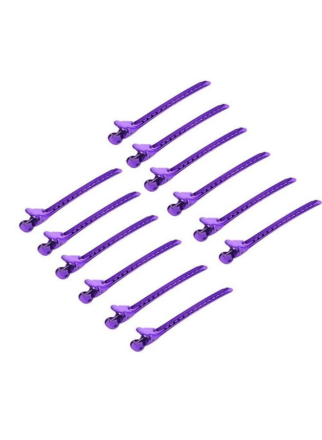 YOSOO 12Pcs Sectioning Clip Barrette Metal Duckbill Clip Hair Grip Clamps Salon Barber Hairdressing Styling Tools Purple - Image 1