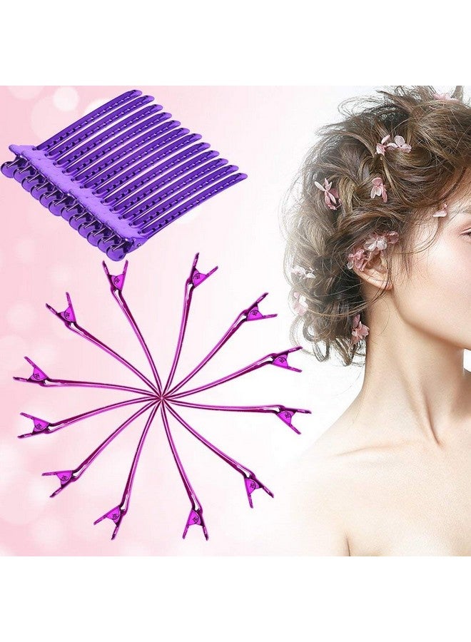 YOSOO 12Pcs Sectioning Clip Barrette Metal Duckbill Clip Hair Grip Clamps Salon Barber Hairdressing Styling Tools Purple - Image 2