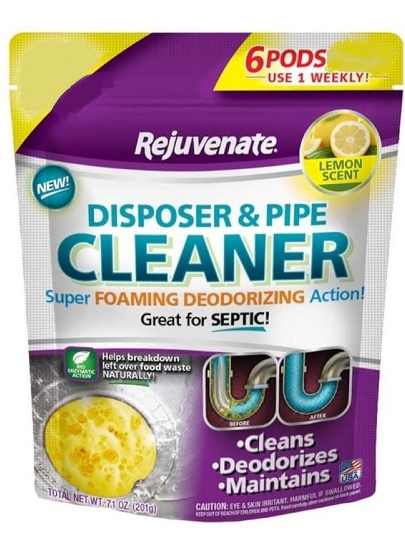 Rejuvenate Disposer And Pipe Cleaner Lemon Scent 6 Pods - Image 1