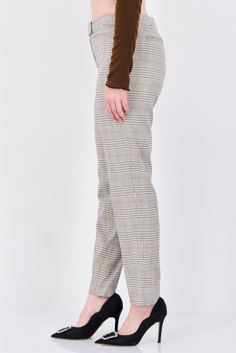 ANNE KLEIN Women Regular Fit Checkered Straight Leg Pants, Multicolor - Image 3