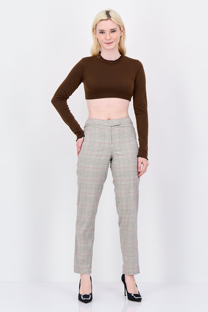 ANNE KLEIN Women Regular Fit Checkered Straight Leg Pants, Multicolor - Image 2