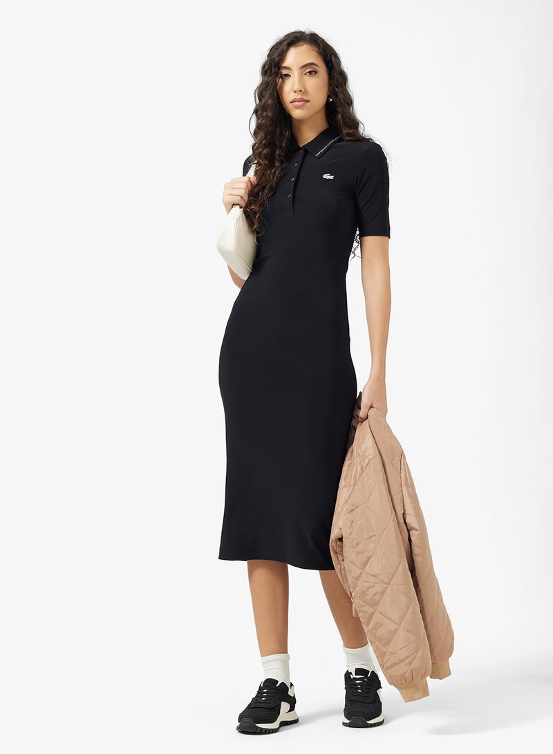 لاكوست فستان بولو بلمسة ماسية بقصة ضيقة - Image 4