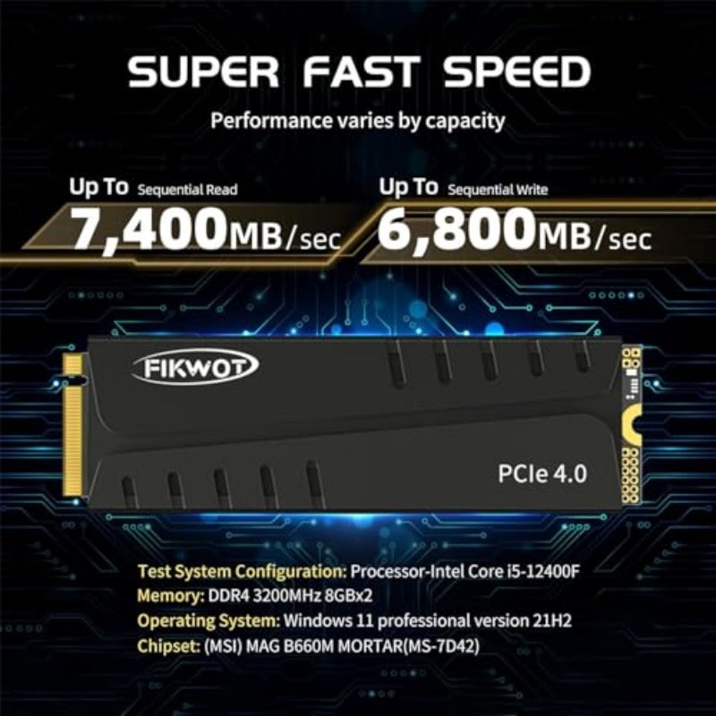 Fikwot 1TB SSD M.2 NVMe PCIe Gen4 Gaming SSD with Heatsink Up to 7400MB s Compatible with PS5 Configure DRAM Cache M.2 2280 Internal SSD- FN970 - Image 2