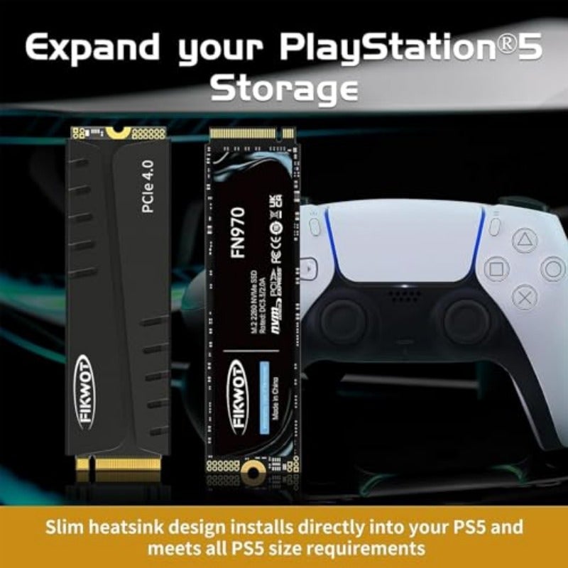 Fikwot 1TB SSD M.2 NVMe PCIe Gen4 Gaming SSD with Heatsink Up to 7400MB s Compatible with PS5 Configure DRAM Cache M.2 2280 Internal SSD- FN970 - Image 3