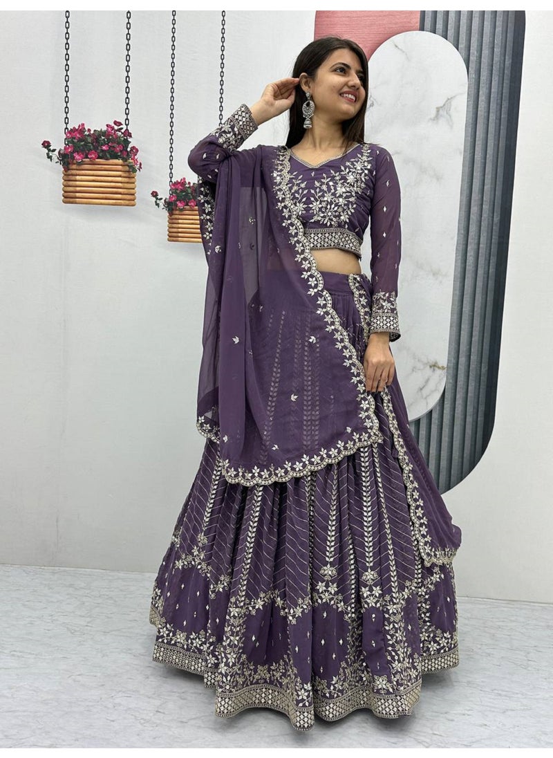 Super Asian Premium Heavy Faux Georgette Embroidered Lehenga Choli Set for Women – Fully Stitched with Dupatta  - Image 1