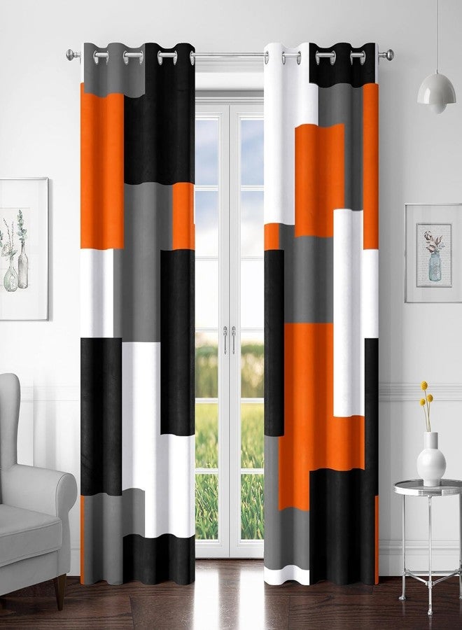 Tyrot Orange Black and Grey Blackout Curtains, Orange, 52x63 - Image 1