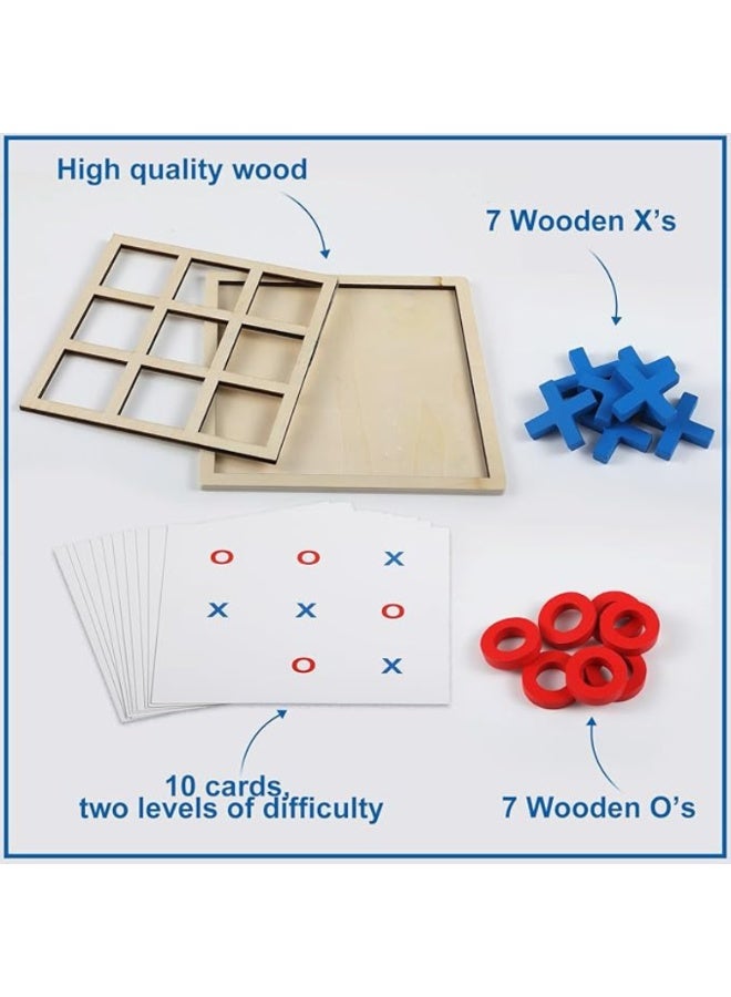 Wooden Tic Tac Toe Game for Kids & Adults – Classic XO Strategy Board Game Set with Colorful 3D Pieces – Montessori Brain Development Puzzle Toy for Family Fun, Travel & Learning - Image 2