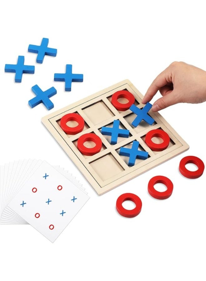 Wooden Tic Tac Toe Game for Kids & Adults – Classic XO Strategy Board Game Set with Colorful 3D Pieces – Montessori Brain Development Puzzle Toy for Family Fun, Travel & Learning - Image 1