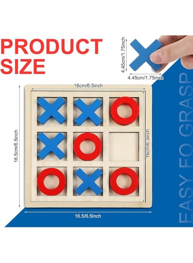 Wooden Tic Tac Toe Game for Kids & Adults – Classic XO Strategy Board Game Set with Colorful 3D Pieces – Montessori Brain Development Puzzle Toy for Family Fun, Travel & Learning - Image 3