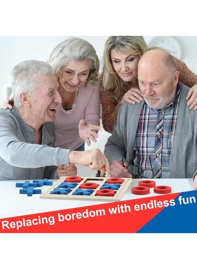 Wooden Tic Tac Toe Game for Kids & Adults – Classic XO Strategy Board Game Set with Colorful 3D Pieces – Montessori Brain Development Puzzle Toy for Family Fun, Travel & Learning - Image 4