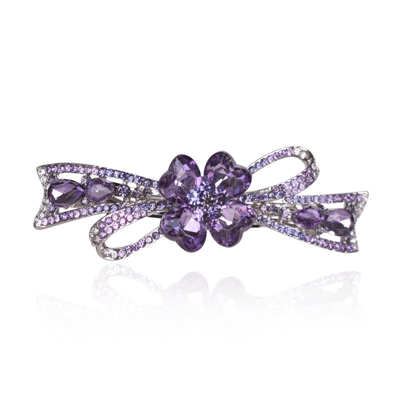 Sankuwen Flower Hairpin Rhinestone Hair Clips Hair Jewelry Barrettes for Women Gifts for Girls Fashion Hair Accessories for Wedding Party(Purple) - Image 1