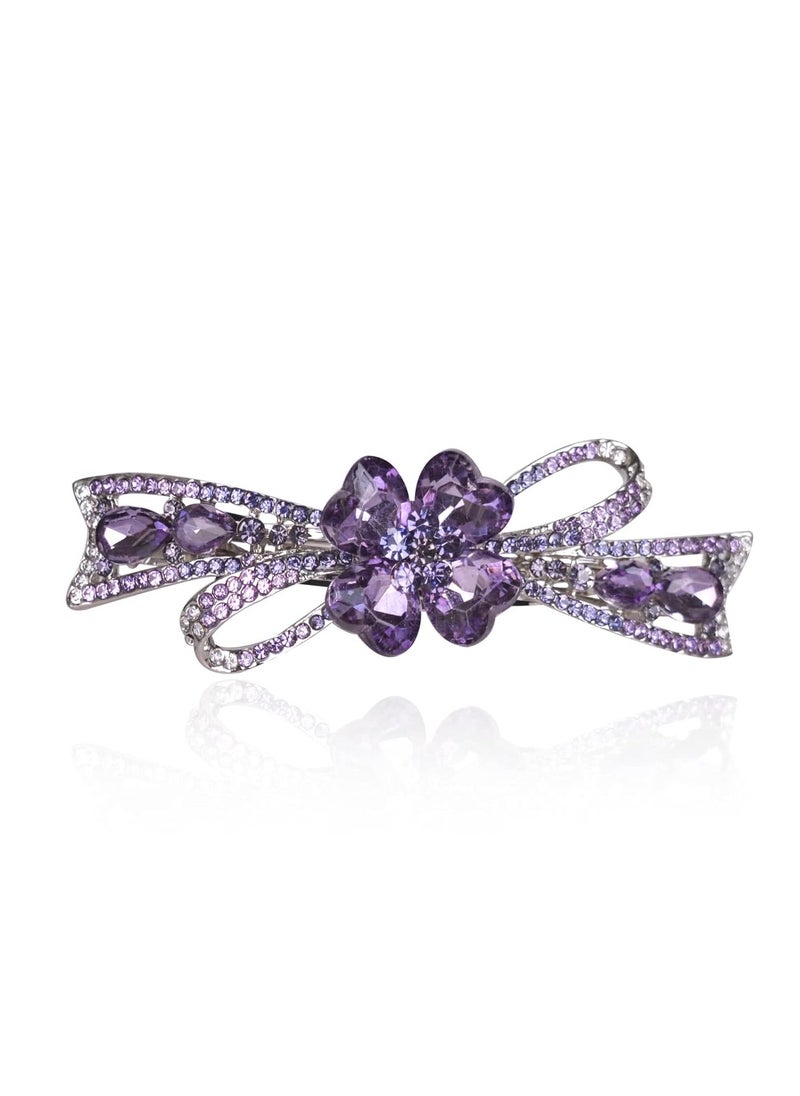 Sankuwen Flower Hairpin Rhinestone Hair Clips Hair Jewelry Barrettes for Women Gifts for Girls Fashion Hair Accessories for Wedding Party(Purple)  - Image 1