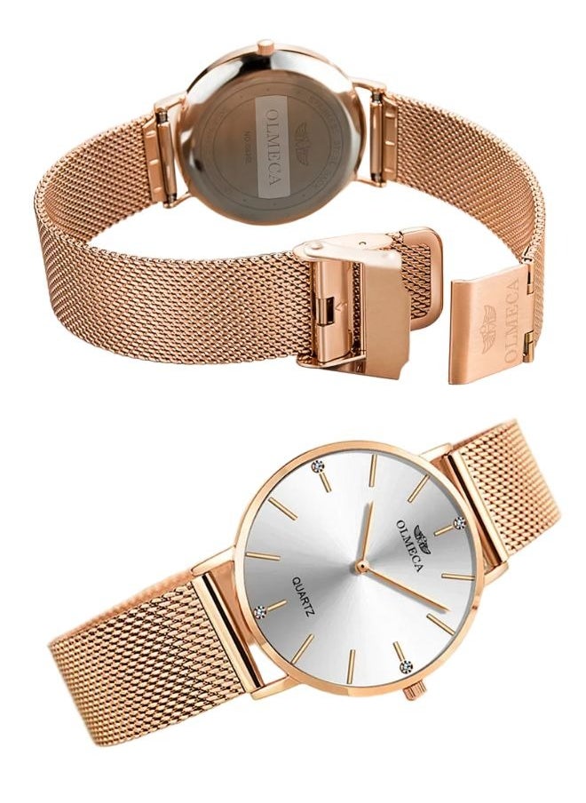 Olmeca Relojes de Mujer Cuarzo Analogico Relojes Minimalista Reloj Mujer con Banda de Malla Vestido Mujer Reloj de Pulsera  - Image 2