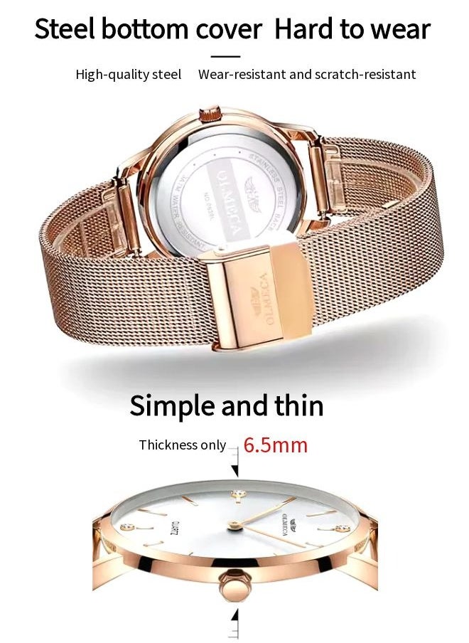 Olmeca Relojes de Mujer Cuarzo Analogico Relojes Minimalista Reloj Mujer con Banda de Malla Vestido Mujer Reloj de Pulsera  - Image 5