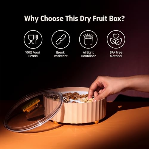 SELVEL Camry Dry Fruit Box | BPA-Free Plastic | 4 Compartments | Airtight & Stylish Organizer for Dry Fruits, Snacks, Sweets | Perfect for Home & Gifting (Peach) - Image 5