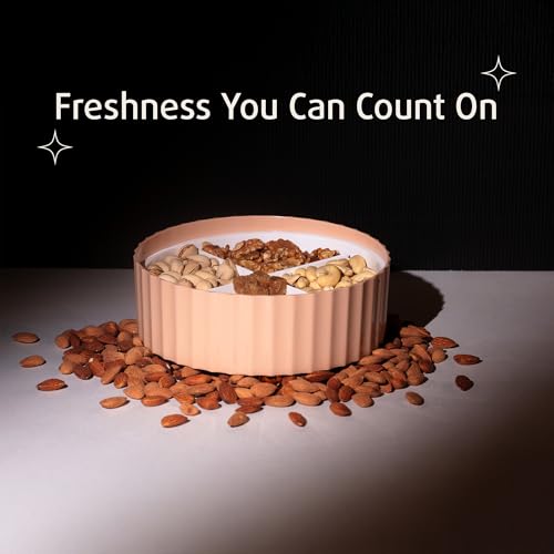 SELVEL Camry Dry Fruit Box | BPA-Free Plastic | 4 Compartments | Airtight & Stylish Organizer for Dry Fruits, Snacks, Sweets | Perfect for Home & Gifting (Peach) - Image 4