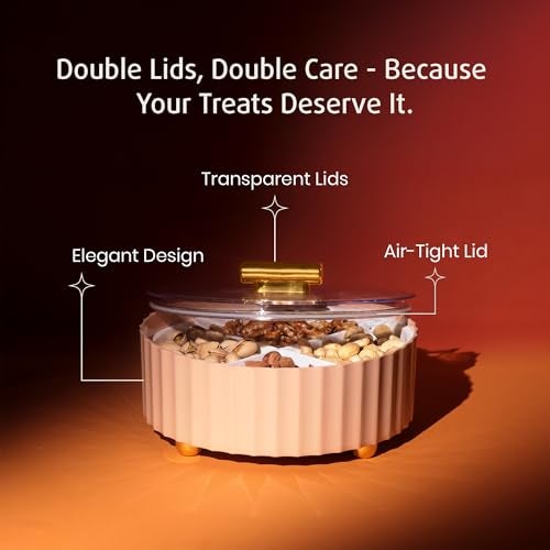 SELVEL Camry Dry Fruit Box | BPA-Free Plastic | 4 Compartments | Airtight & Stylish Organizer for Dry Fruits, Snacks, Sweets | Perfect for Home & Gifting (Peach) - Image 3