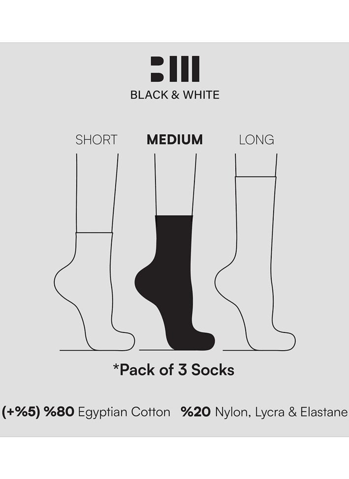 Black & White - Black Medium Socks Crew - Image 1