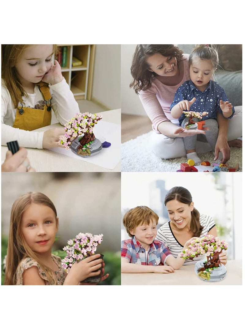 SOLARAE Cherry Blossom Bonsai Tree Building Set for Girls,  Mini Building Blocks Kit with 426pcs, Sakura Tree House - Perfect Gift for Kids and Adults. - Image 3