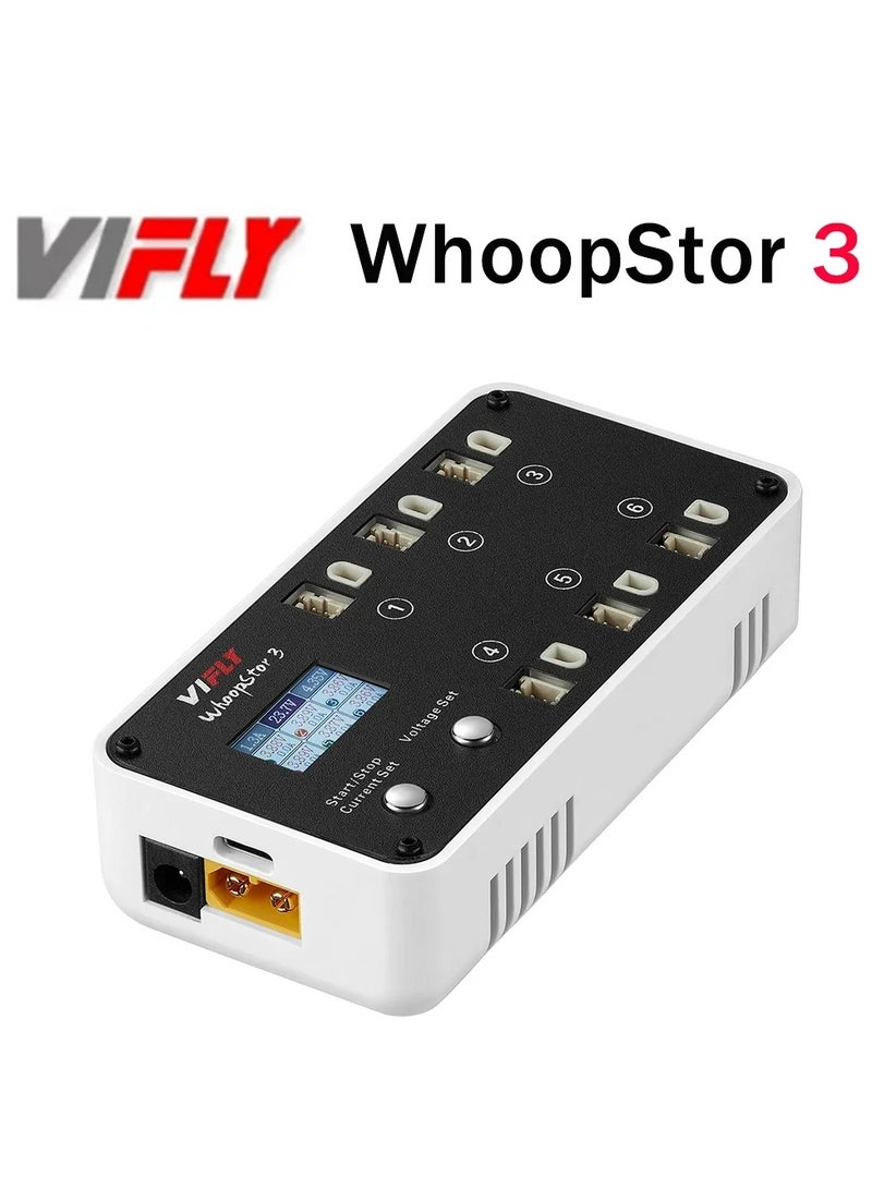 VIFLY WhoopStor 3 V3 6 Ports 1S LIPO Battery Charger Discharger Storage Function For FPV Tinywhoop 4.2V 4.35V BT2.0 PH2.0 - Image 1