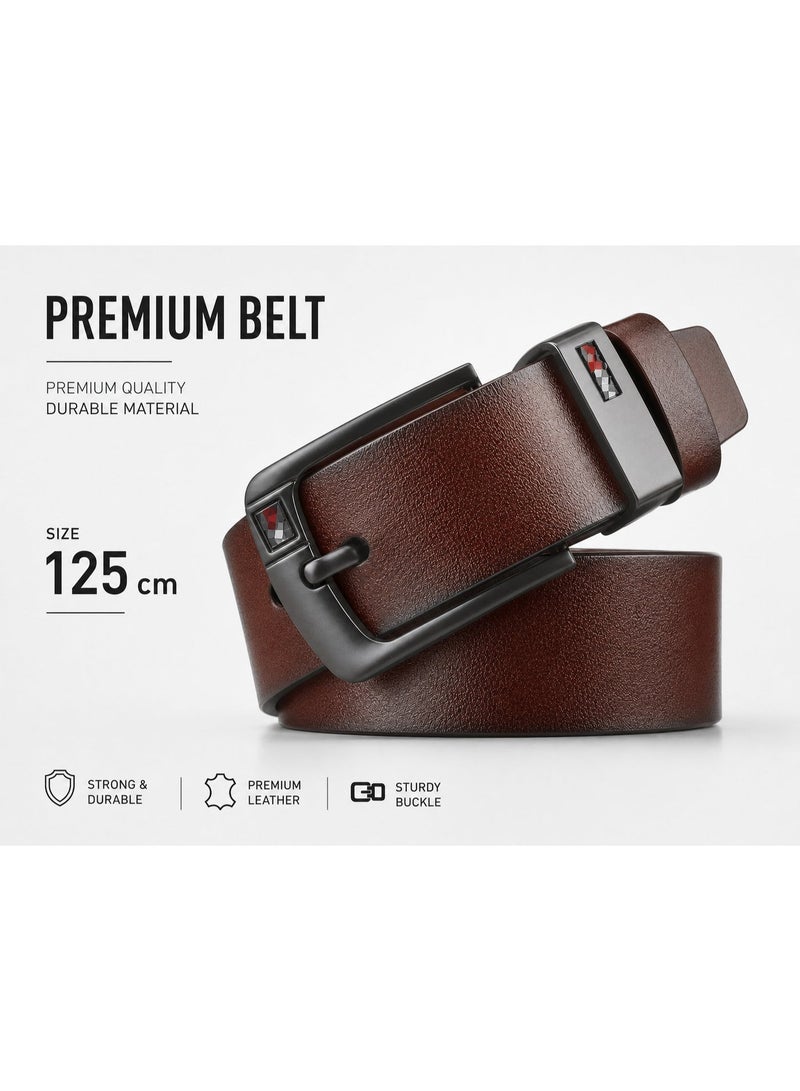 HASTE Vintage Wide Leather Belt - Antique Pin Buckle - 125cm - Brown - Image 4