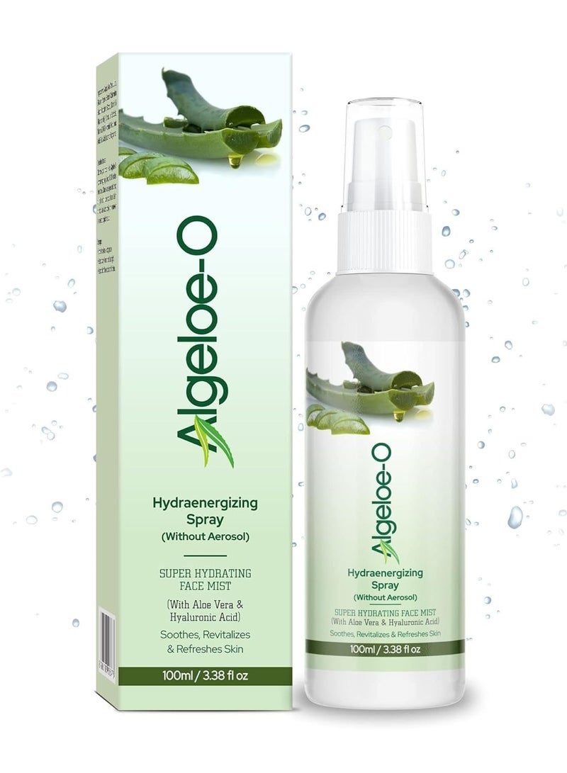 ALGELOE-O Hydraenergizing, Super Hydrating Face Mist Spray with Aloe vera & Hyaluronic acid for Instant Skin Moisturization, Revitalizes & Refreshes Normal Oily Dry & Sensitive skin- 100 ml - Image 1