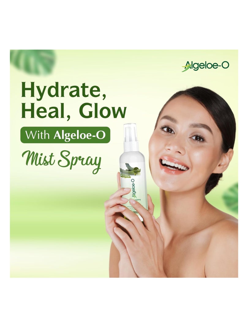 ALGELOE-O Hydraenergizing, Super Hydrating Face Mist Spray with Aloe vera & Hyaluronic acid for Instant Skin Moisturization, Revitalizes & Refreshes Normal Oily Dry & Sensitive skin- 100 ml - Image 2