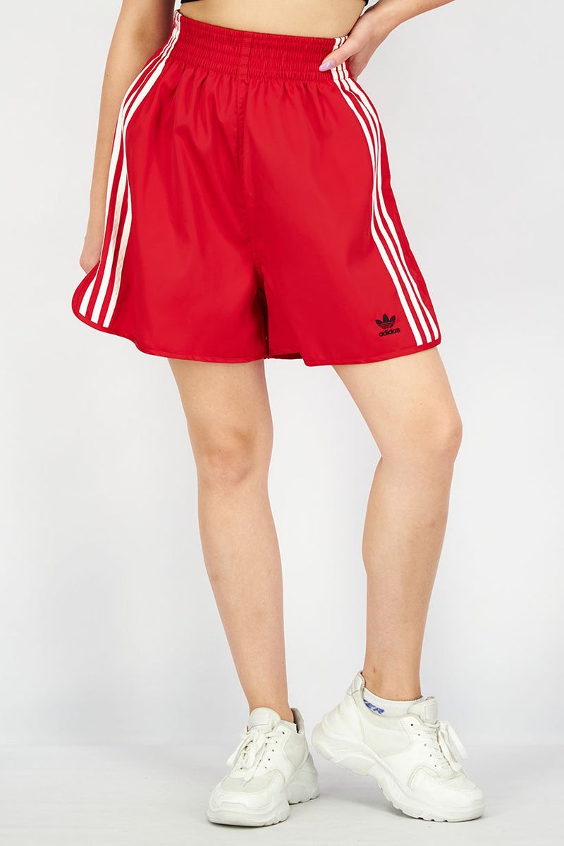 adidas Originals Women Sportwear Fit Embroidered Logo Shorts, Red  - Image 1