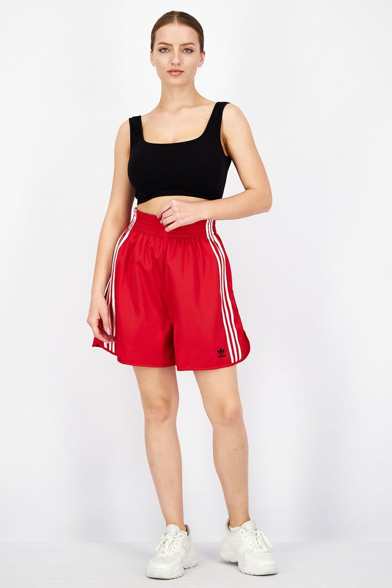 adidas Originals Women Sportwear Fit Embroidered Logo Shorts, Red  - Image 3