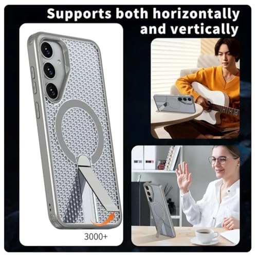 KAPAVER MAG-X Kickstand Cover Case Compatible with MagSafe, Magnetic Case for Samsung Galaxy S25 FE (Grey) - Image 5