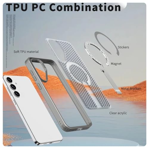KAPAVER MAG-X Kickstand Cover Case Compatible with MagSafe, Magnetic Case for Samsung Galaxy S25 FE (Grey) - Image 3