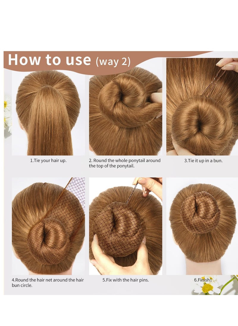 TsMADDTs TsMADDTs Hair Nets and U Shaped Pins Set - 30 Hair Nets, 30 2.4 INCH Hair Pins, 5 Hair Bands, Brown  - Image 4
