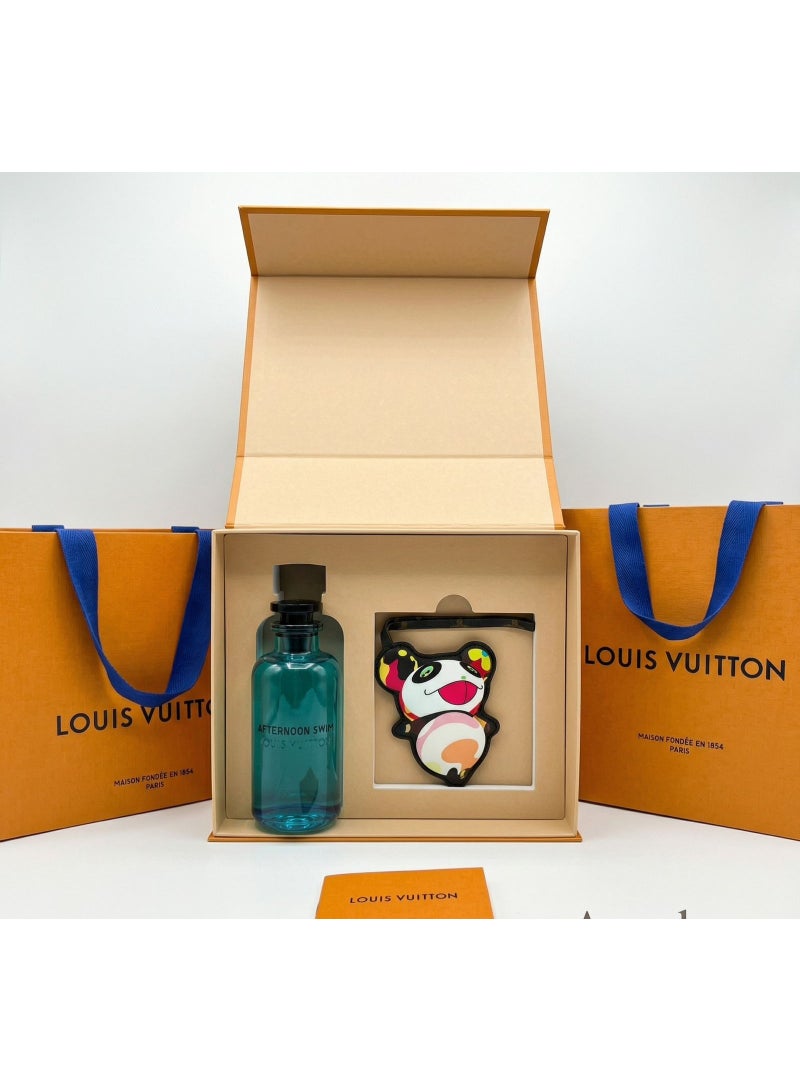 Louis Vuitton Afternoon Swim 200ml EDP with a luxury gift box and panda accessory