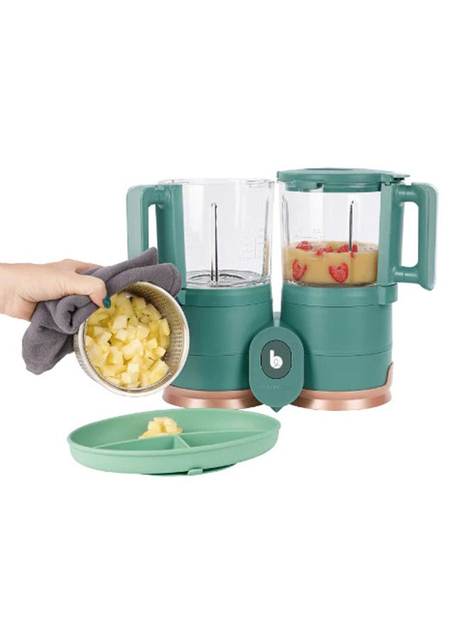babymoov - Nutribaby Glass 4In1 Food Processor, Steam Cook, Blend, Defrost, Reheat, Quick Homemade Baby Food - Glass Bowl - Stainless Steel Tub, Prepare Multiple Meals, Nutrient Preservation - Teal, 1.5L - Image 1