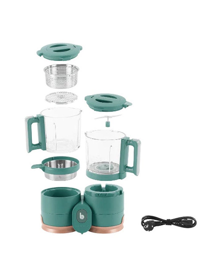 babymoov - Nutribaby Glass 4In1 Food Processor, Steam Cook, Blend, Defrost, Reheat, Quick Homemade Baby Food - Glass Bowl - Stainless Steel Tub, Prepare Multiple Meals, Nutrient Preservation - Teal, 1.5L - Image 1